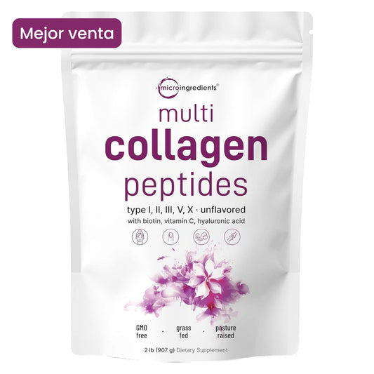 Colágeno en Polvo Multitipo con Ácido Hialurónico, Biotina y Vitamina C