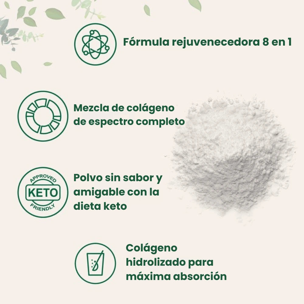 Colágeno en Polvo Multitipo con Ácido Hialurónico, Biotina y Vitamina C