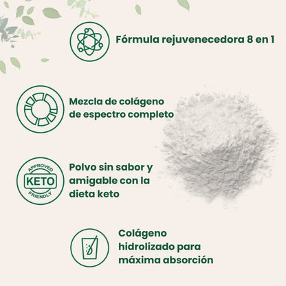 Colágeno en Polvo Multitipo con Ácido Hialurónico, Biotina y Vitamina C